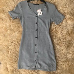 Casual Blue Button Up Dress